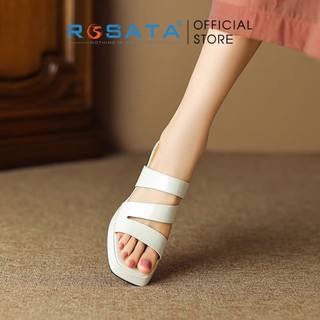 Dép guốc nữ đế vuông 7p ROSATA RO649 hở mũi vuông phối dây sang trọng