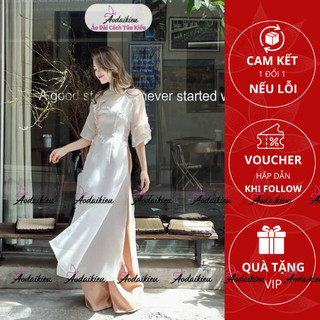 Áo dài cách tân Linh Đan cao cấp,sang trọng,4 tà đính kết hạt hoa thủ công  A39 Áo Dài Cách Tân Kiều