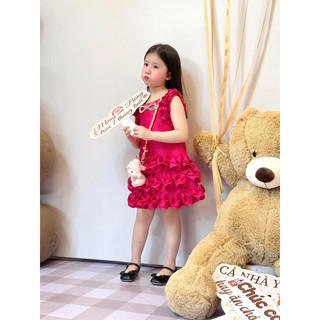 Đầm chữ A phối bèo cho bé