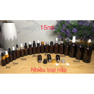 Chai lọ 15ml nâu đựng serum mỹ phẩm tinh dầu