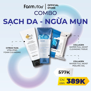  SỮA RỬA MẶT TẠO BỌT CITRUS  + GEL PEEL SẠCH SÂU NHẸ DA + KHĂN ƯỚT TẨY TRANG FARMSTAY