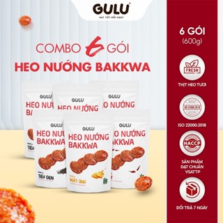   Combo 6 Tổng 600g  Thịt Heo Nướng Bakkwa  Vị Tiêu Đen Vị Mật Ong Vị Tê Cay  GULU FOODS 