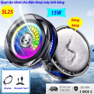 Quạt Tản Nhiệt Điện Thoại Sò Lạnh SL25 Led RGB Gaming, Công Suất 15W dóng băng, quạt làm mát điện thoại