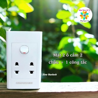 Mặt 2 ổ cắm 1 công tắc 16a sino vanlock