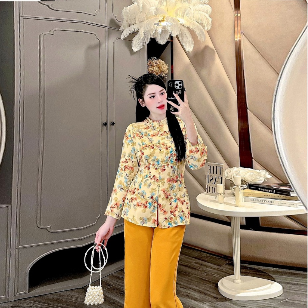 Đồ bộ áo bà ba cách tân nữ đồ bà ba nữ kiểu đồ bà ba nữ miền tây áo bà ba tay ngắn bộ đồ ống rộng đi