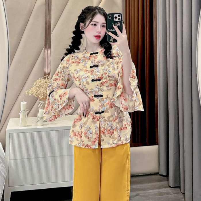 Đồ bộ áo bà ba cách tân đồ áo bà ba nữ kiểu cách tân áo bà ba tay ngắn đi chùa bộ bà ba nữ quần ống 