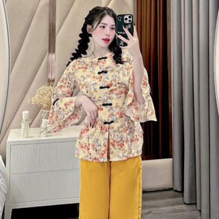 Đồ bộ áo bà ba cách tân đồ áo bà ba nữ kiểu cách tân áo bà ba tay ngắn đi chùa bộ bà ba nữ quần ống rộng - cn104