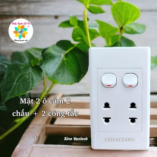 Mặt 2 ổ cắm 2 công tắc 16a sino vanlock
