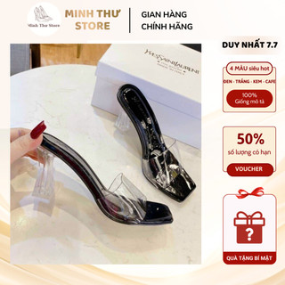 Dép nữ quai trong Minh Thư mũi vuông tôn dáng, giày cao gót vuông trong 7cm đi chơi đi tiệc - L99