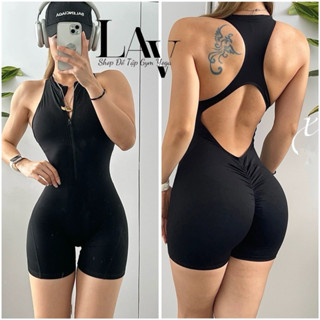 Bộ đồ tập gym, yoga JumpSuit thun lạnh Lulu có đệm ngực kéo khoá - LAV Activewear