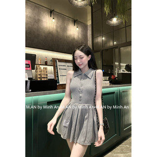 Đầm sơ mi nữ xếp li phối cúc basic sang chảnh a35