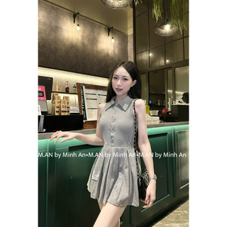 Đầm sơ mi nữ xếp li phối cúc basic sang chảnh a35