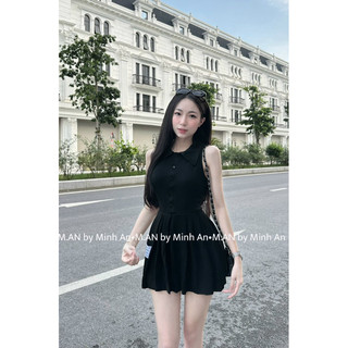 Đầm sơ mi nữ xếp li phối cúc basic sang chảnh a35
