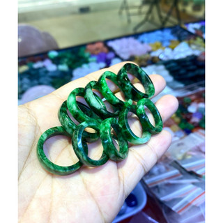 Nhẫn Bản Vuông Ngọc Sơn Thủy Cẩm Thach Xanh Vân Hàng Thiên Nhiên