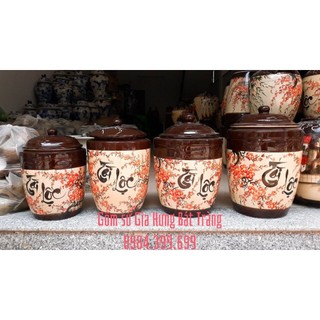 Hũ đựng 10kg gạo phong thuỷ gốm Bát Tràng
