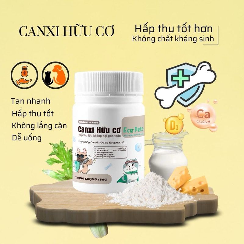 [ 5gr ] Bột canxi hữu cơ Ecopets cho thú cưng
