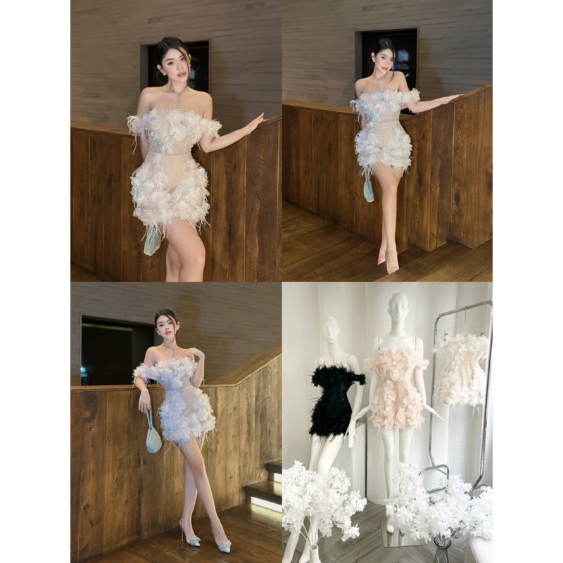 [MMUSE STORE] VIDEO - Đầm tiệc trễ vai lấp lánh đính kết hoa siêu xinh - best seller MMuse Store lô 