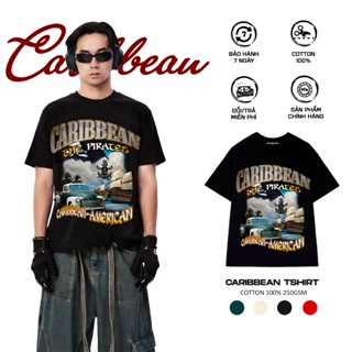 Áo Thun Form Rộng Cổ Tròn CARIBEAN [BRN 01] Basic Tee 100% Cotton Tay Lỡ Thấm Hút Oversize 250 GSM