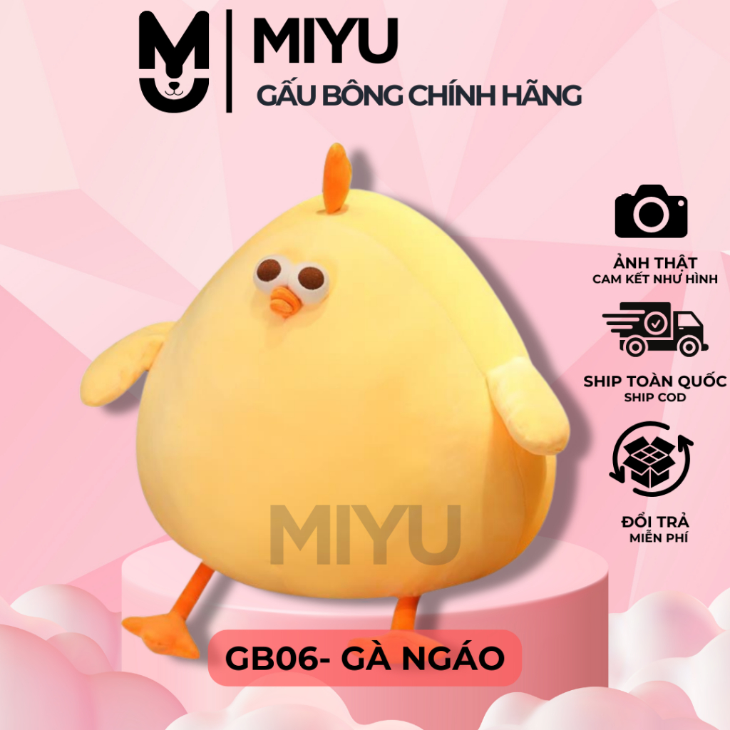  Gấu Bông Gà Vàng Mắt Lòi Bụng Bự Béo Tròn Dễ Thương Ôm Ngủ Mềm Mịn Cho Bé Gối Tựa Lưng Thú Nhồi Bông Mềm Mại MIYU 