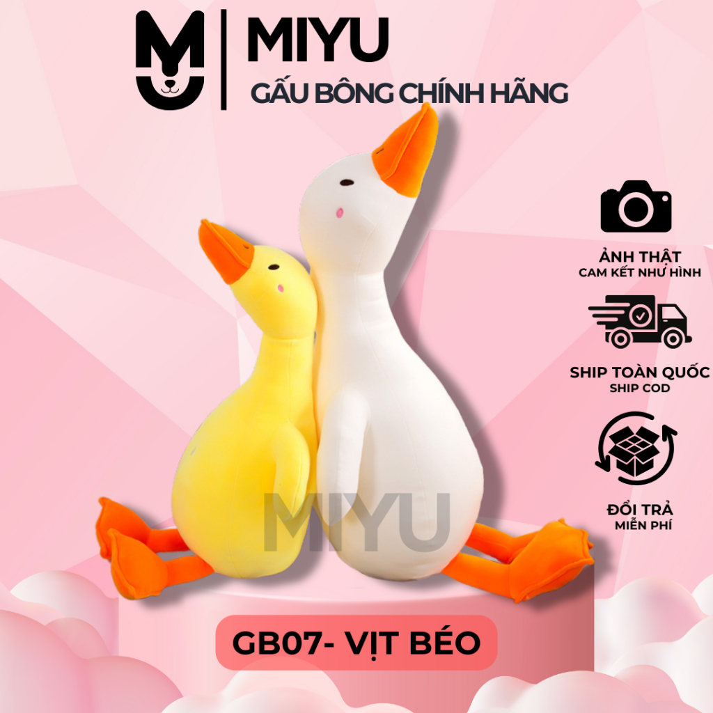  Gấu Bông Vịt Béo MIYU - Vịt Bụng Bự Siêu To - Gấu Bông Cao Cấp - Chất Vải Siêu Mịn - An Toàn Với Trẻ 