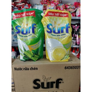  Nước rửa chén Surf túi vòi 3.2kg túi hương chanh sả + trà xanh lá dứa  hàng chính hãng  