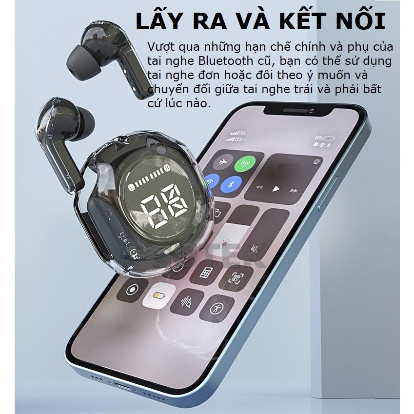 Tai Nghe Bluetooth Hot Tiktok Ultrapods Pro 5.3 Công Nghệ Mới Màn Hình Led Cảm Ứng 1 Chạm Tích Hợp M