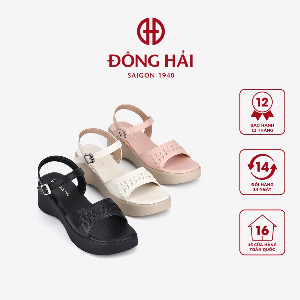 Giày Sandal Đế Xuồng Nữ Đông Hải Quai Ngang Mềm Êm 6cm - S32D9