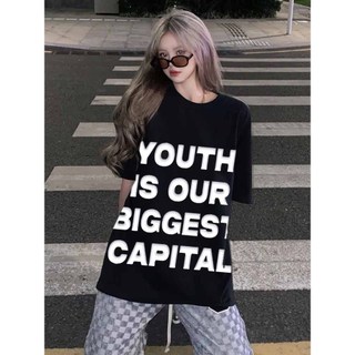 ❤️ MẪU MỚI - GIÁ SỈ ❤️ Áo Thun Tay Lỡ Dáng Rộng Màu Trơn Phối Chữ YOUTH Phong Cách Cá Tính Cho Nam Nữ - unisex