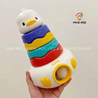 Đồ chơi thông minh tháp vịt xếp chồng lật đật Montessori 4 in 1 cho bé kèm ghép trứng