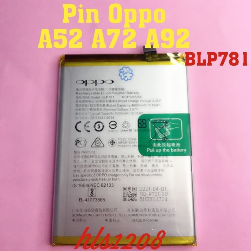 Pin Oppo BLP781 / A52 / A72 / A92