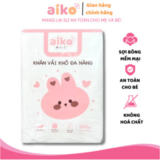 Khăn Vải Khô Đa Năng Aiko 600g - thiết kế Túi treo rút tiện lợi cho Mẹ - khăn khô Size 20x20cm