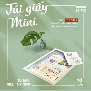 Túi giấy quà tặng 10x16cm, túi giấy gói quà mini cute đựng đồ lưu niệm, quà kỉ niệm