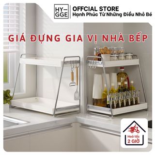 Giá đựng gia vị Hygee nhà bếp 2 tầng để bàn thép cacbon chịu lực chắc chắn, Kệ lưu trữ để đồ đa năng