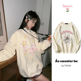  Áo Nỉ Sweater Màu Be TOSUN Chất Nỉ Bông Nhiều Phân Loại Hình Form Rộng Tay Bồng S08 