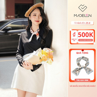 Áo sweater dài tay đen thêu black cat MADELEN