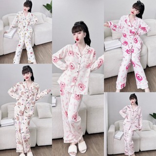 Đồ ngủ - đồ bộ pijama bigsize vải đũi xốp tay dài mặc cực thích bigsize 50-100kg