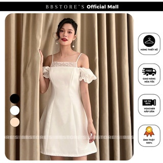  Đầm Xòe Trễ Vai Tay Phồng Phối Lưới  Dự Tiệc Sang Trọng BBSTORE'S - D1698