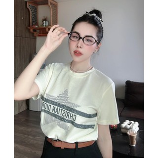 Áo thun nữ tay ngắn cổ tròn kẻ sọc ngang ngôi sao chữ Di hàng Quảng Châu, áo phông hè form vừa chất cotton mát 243106
