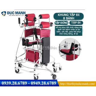 Khung tập đi cho người bị tai biến - Khung tập cho người bệnh - khung tập đi 8 bánh
