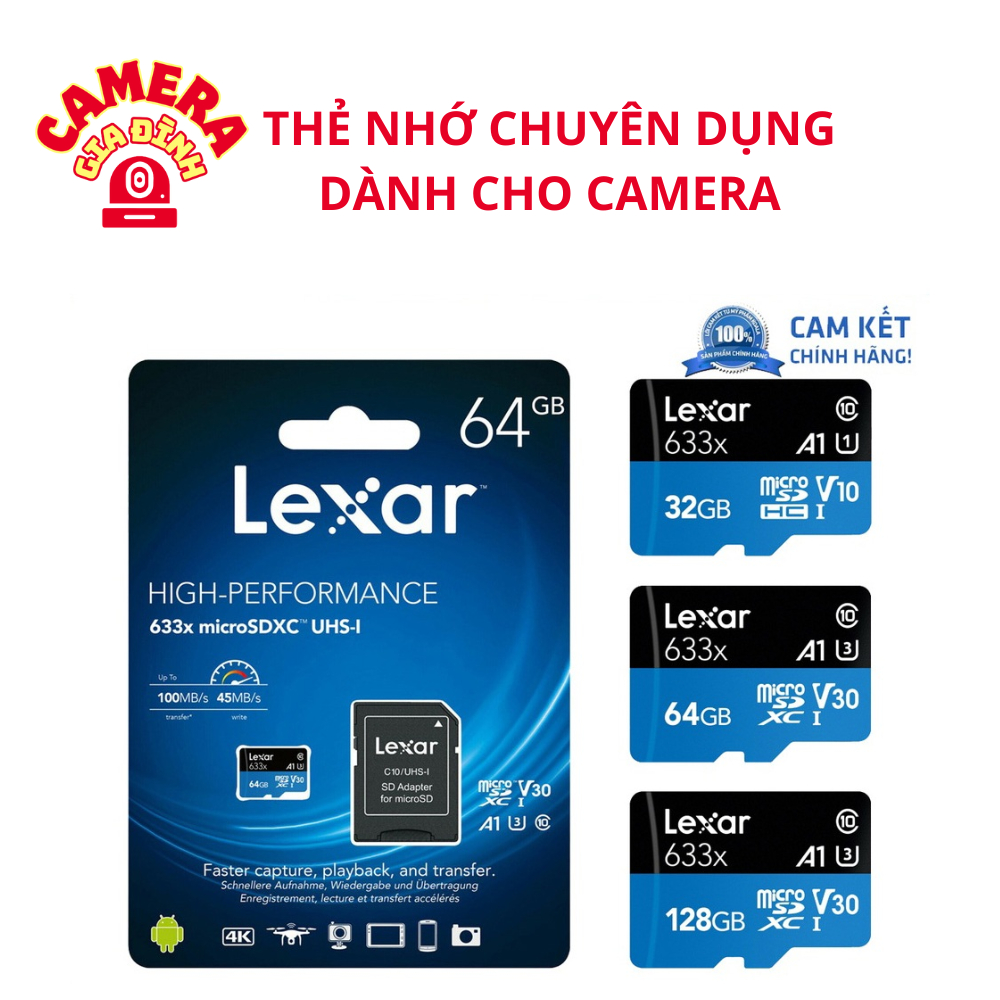Thẻ nhớ chuyên dụng cho Camera LEXAR (PNY) dành cho camera, khắc phục tình trạng lỗi thẻ nhớ
