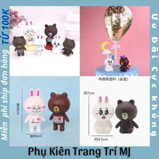 Cặp đôi gấu thỏ -mô hình trang trí bánh sinh nhật,phụ kiện trang trí bánh kem