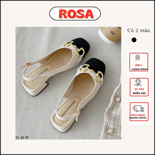 Giày sandal dáng slingback nữ mũi tròn phối khoá xinh xắn đế 3cm 2 màu đen trắng phong cách công sở nữ tính - Mã DD-0284