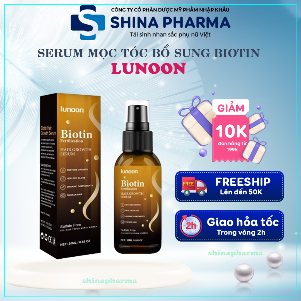 Serum Mọc Tóc Lunoon - Tinh Chất Lunoon Chiết Xuất Biotin Kích Mọc Tóc Nuôi DưỡngTóc Dài Chắc Khỏe Tư Gốc Đến Ngọn