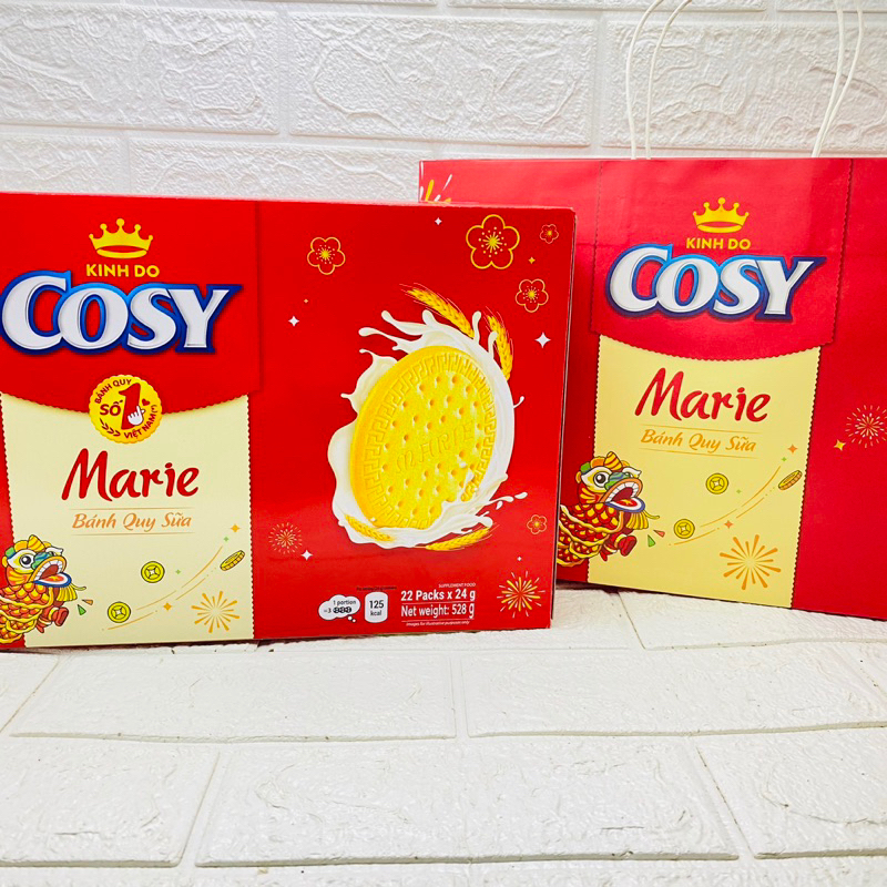 Bánh Cosy Sữa Marie Hộp Giấy 528g (kèm túi xách giấy)