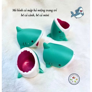 Mô hình cá mập há miệng trang trí bể cá cảnh, bể thủy sinh, trang trí bể cá mini