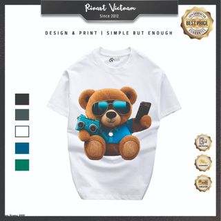 Áo thun unisex cổ tròn unisex cotton tay ngắn GẤU CUTIE new 2024
