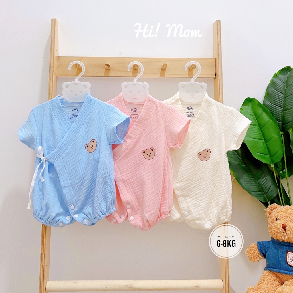 body cho bé kimono cho bé Himom vải xô muslin Hàn mềm mại thấm hút tốt, Bodysuit vải xô muslin