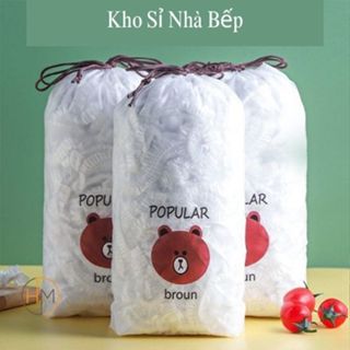  Màng Bọc Thực Phẩm PE Túi Gấu Túi Bọc Thức Ăn Có Chun Co Giãn Tái Sử Dụng 