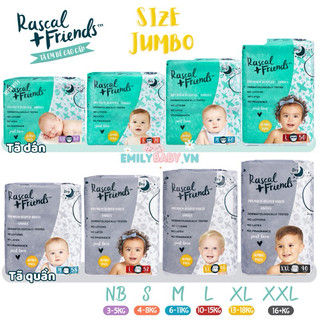 Tã/bỉm rascal + friends cho bé size jumbo nb/s/m/l/xl/xxl