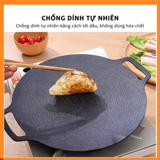 Chảo đá nướng không dầu, chảo gang size 34cm siêu rẻ